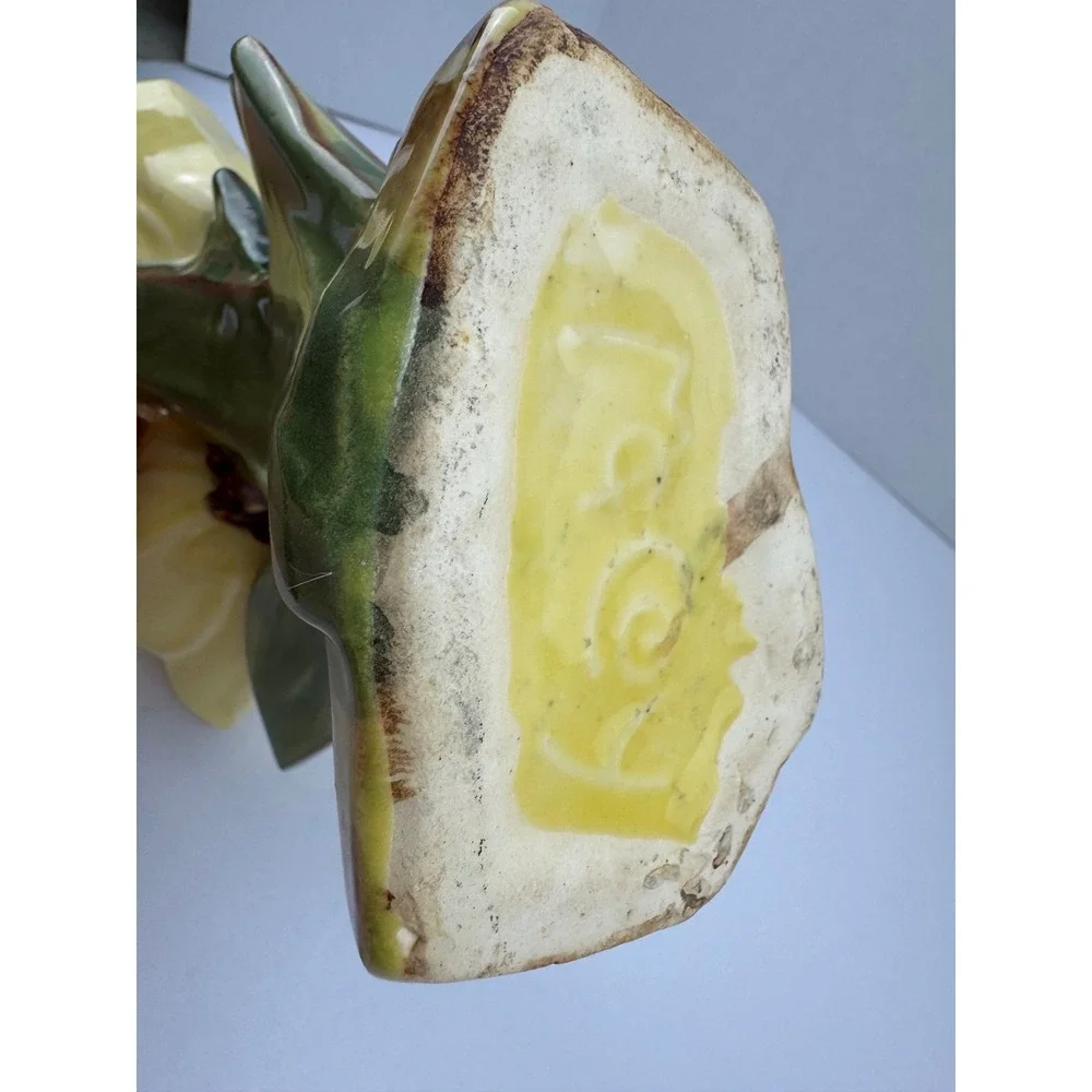 Vintage McCoy Yellow Tulip Ceramic Vase Mid Century Art Pottery Floral Planter